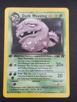 Pokemon TCG 1999 Dark Weezing 14/82 Team Rocket 1st Edition Holo Vintage -A - Image 1