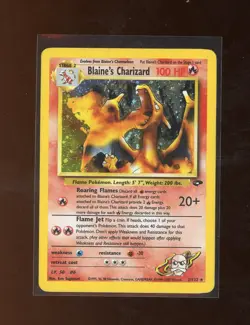 2000 Pokemon Gym Challenge Blaine's Charizard 4/130 Holo Foil Unlimited WOTC - Image 1