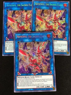 Yugioh Nephthys, The Sacred Flame HISU-EN008 1st Secret X3 (NM) - Image 1