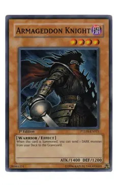 Yugioh- 1X Armageddon Knight - Super Rare - 1st Edition - PTDN-EN021 - Near Mint - Image 1
