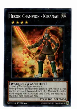 Yugioh- 1X Heroic Champion - Kusanagi - Shatterfoil Rare - 1st - BP03-EN125 - NM - Image 1