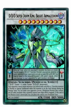 Yugioh- 1X D/D/D Super Doom King Bright Armageddon - UR - 1st - BLLR-EN007 - NM - Image 1