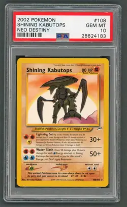 Pokemon Cards - PSA 10 Shining Kabutops 108/105 - Neo Destiny - GEM MT - PSA10 - Image 1