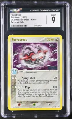 CGC 9 MINT Forretress EX Unseen Forces 6/115 Reverse Holo Stamped Pokemon Card - Image 1