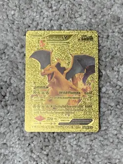 Pokemon Charizard V HP508 Wild Flames Gold Foil Fan Art Card LP - Image 1