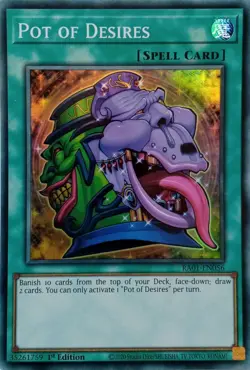 RA01-EN056 POT OF DESIRES SUPER RARE 1ST EDITION YuGiOh CARD - Image 1
