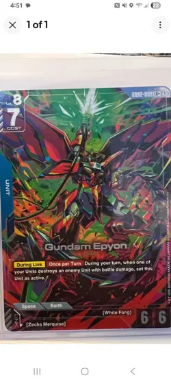 Gundam TCG Card Game Dual Impact GD02-002 LR+ Gundam Epyon OZ-13M Bandai Alt Art - Image 1