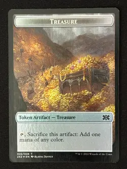 1x MTG Cat Dragon Treasure Double-sided Token (Foil) - Double Masters 2022 (2X2) - Image 2