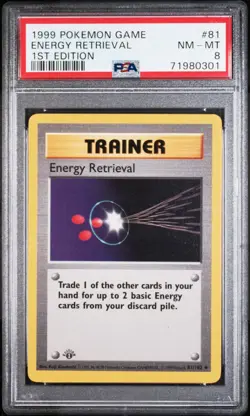 1999 Pokemon Base 1st Edition ENERGY RETRIEVAL #81/102 PSA 8 NM/MT (See Desc.) - Image 1