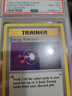 1999 Pokemon Base 1st Edition ENERGY RETRIEVAL #81/102 PSA 8 NM/MT (See Desc.) - Image 3