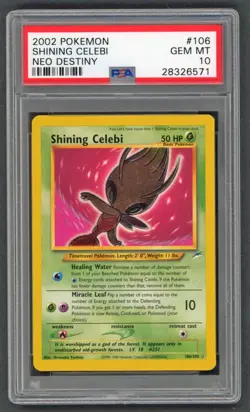 Pokemon Cards - PSA 10 Shining Celebi 106/105 - Neo Destiny - GEM MT - PSA10 - Image 1