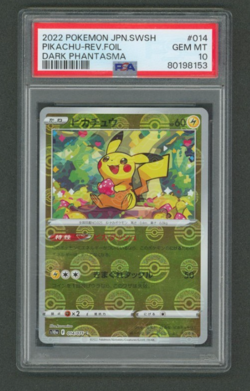 Pokemon JPN Pikachu Reverse Foil Pokeball 014 Dark Phantasma PSA 10 - Image 1