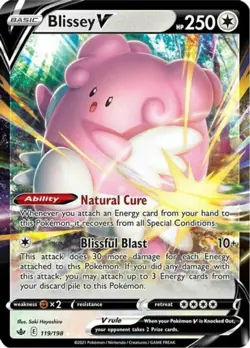 Blissey V 119/198 Chilling Reign Ultra Rare Holo Pokemon TCG Card - Near MINT - Image 1