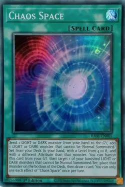 RA01-EN065 CHAOS SPACE SUPER RARE 1ST EDITION YuGiOh CARD - Image 1