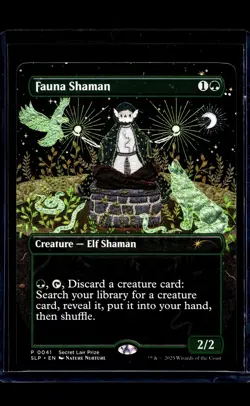 2025 MTG Magic the Gathering SLP Secret Lair Prize Borderless #41 Fauna Shaman - Image 1