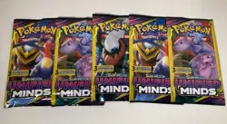 Lot of 5 Sun & Moon Unified Minds 3 Card Booster Pack Garchomp & Giratina Art! - Image 1