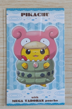 2015 Pokemon XY Promo Business Card Pikachu Mega Slowbro Yadoran Poncho Japan - Image 1
