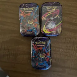 LOT - New Factory Sealed Pokemon TCG Mega Evolution 3x Mini Tin Trading Cards - Image 1