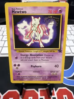 NM-Mewtwo Kids WB Presents Pokemon The First Movie Rare 1995 pokemon card No. 3 - Image 1