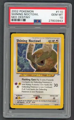 Pokemon Cards - PSA 10 Shining Noctowl 110/105 - Neo Destiny - GEM MT - PSA10 - Image 1