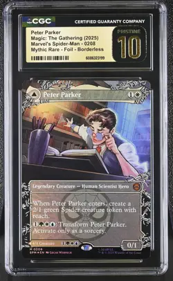 PETER PARKER Marvel's Spider-Man Borderless Foil Mythic CGC Pristine 10 MTG - Image 1