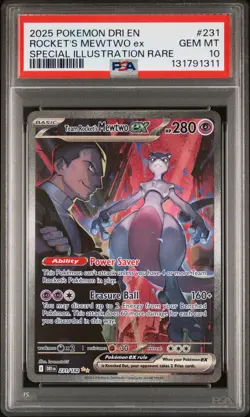 2025 POKEMON DRI EN-DESTINED RIVALS #231 TEAM ROCKET'S MEWTWO EX PSA 10 - Image 1
