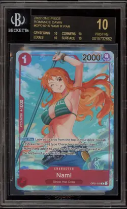 Pokemon Nami Romance Dawn Romance Pre-Errata OP01-016 BGS 10 BLACK LABEL - Image 1