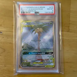 2019 ROWLET & ALOLAN EXEGGUTOR GX PSA 8 - UNIFIED MINDS POKEMON - Image 1