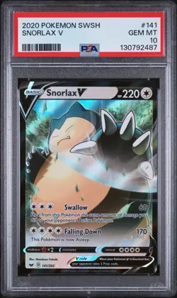 PSA 10 Pokemon Snorlax V #141 2020 Sword and Shield (58565952) - Image 1