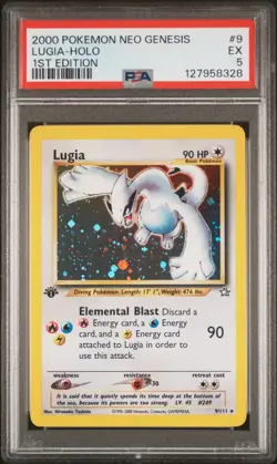 2000 POKEMON NEO GENESIS 1ST ED #9 LUGIA-HOLO PSA 5 - Image 1