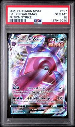 2021 POKEMON SWORD & SHIELD FUSION STRIKE #157 FULL ART/GENGAR VMAX PSA 10 - Image 1