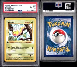 PSA 8 - Pokemon Card - Base 69/102 - WEEDLE (common) *1st Edition* - NM-MT - Image 3