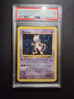 PSA 7 Mewtwo 10/102 Shadowless Base Set Holo Rare Pokemon Card - Image 2