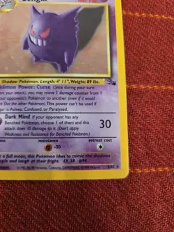 Gengar #5/62 Holo Rare Fossil Pokemon Card 1999 Vintage English Unlimited - Image 3