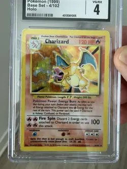 1999 Pokemon Base Set Charizard 4/102 Unlimited Holo CGC 4 Nice Card! 🔥 - Image 2