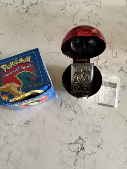1999 Burger King Pokemon Charizard 23k Gold Plated Card And Pokeball - Image 1