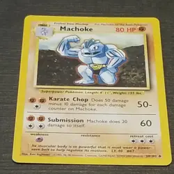 Machoke 34/102 - BASE SET - VINTAGE WOTC Pokemon Card - Unlimited - NM - Image 1