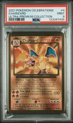 PSA 9 - 2021 Pokemon Celebrations UPC CHARIZARD Gold Metal Card #4 (7435) - Image 1