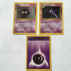 Vintage Pokemon Card Base Set Lot of 3 1999 Gastly Haunter 90s Uncommon - Image 1
