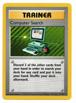 Pokemon Card: Computer Search 71/102 Base Set Shadowless Rare! EXC - Image 1