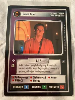 Star Trek CCG 1E DS9 BAREIL ANTOS Rare Card NEVER PLAYED - Image 1