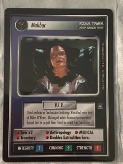 Star Trek CCG 1E DS9 MAKBAR Rare Card NEVER PLAYED - Image 1