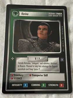 Star Trek CCG 1E DS9 KARINA Rare Card NEVER PLAYED - Image 1