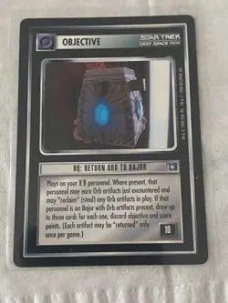 Star Trek CCG 1E DS9 HQ: RETURN ORB TO BAJOR RARE Card NEVER PLAYED - Image 1