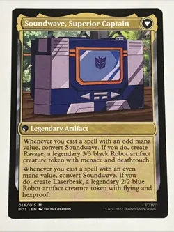 MTG Universes Beyond: Transformers Soundwave, Sonic Spy 014/015 NM Mythic - Image 2
