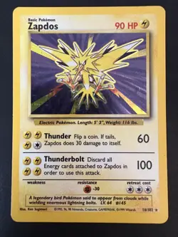 Pokemon TCG Zapdos Base Set 16/102 Holo Vintage Pokemon TCG 1999 - Image 2