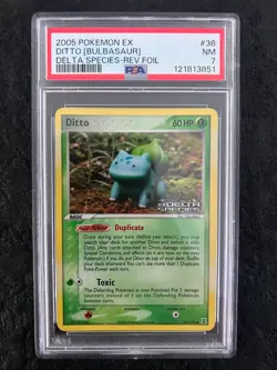 2005 Pokemon Ex Delta Species Ditto [Bulbasaur] #36 Reverse Foil PSA 7 - Image 1