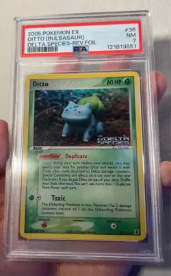 2005 Pokemon Ex Delta Species Ditto [Bulbasaur] #36 Reverse Foil PSA 7 - Image 3