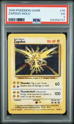 1999 Pokemon Game #16 Zapdos-Holo PSA 3 - Image 1