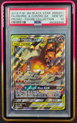 ✨ PSA 10 Pokemon SM201 Reshiram & Charizard GX (LOW PSA POP) and NEW Hard Case - Image 3